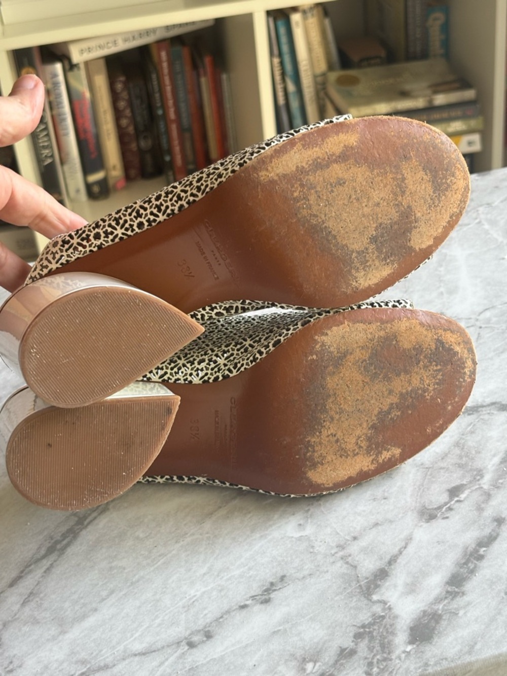 CLERGERIE PARIS White Perforated Patterned Leather Open-Toe Mule Heels size 37 - Picture 8 of 9